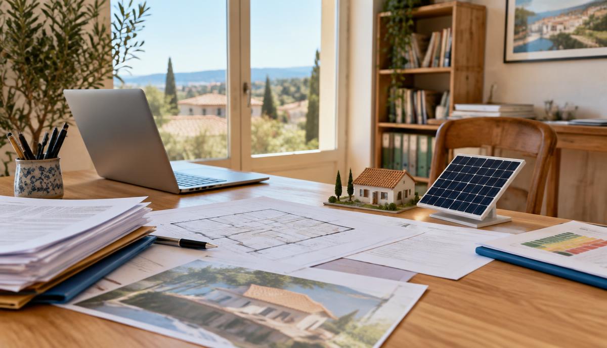 Dossier administratif et plans pour un projet de panneaux solaires dans l'Hérault